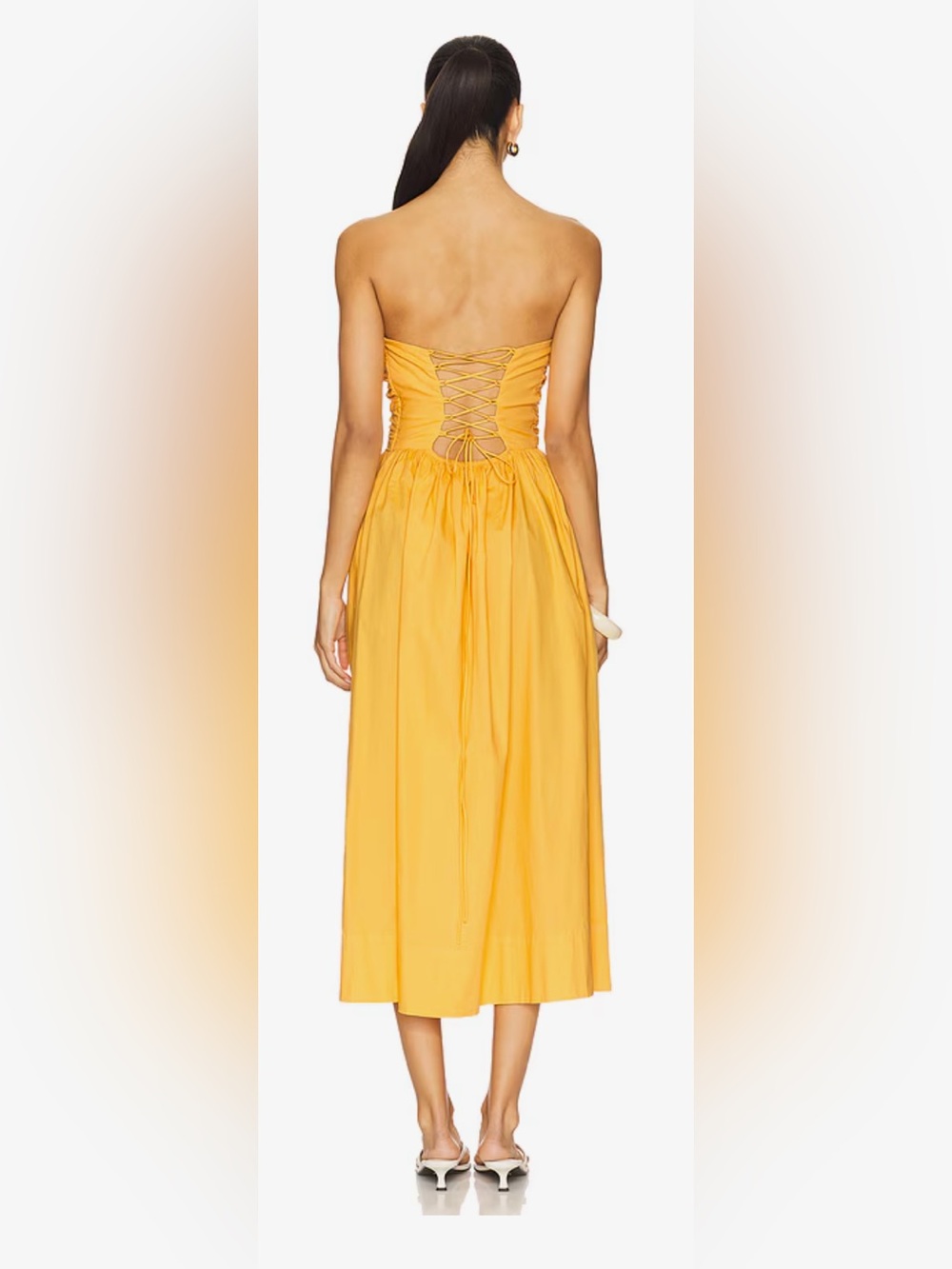 NWT! Pistola Strapless Yellow Midi Dress - Elegant Summer Style/ Medium - Picture 3 of 8